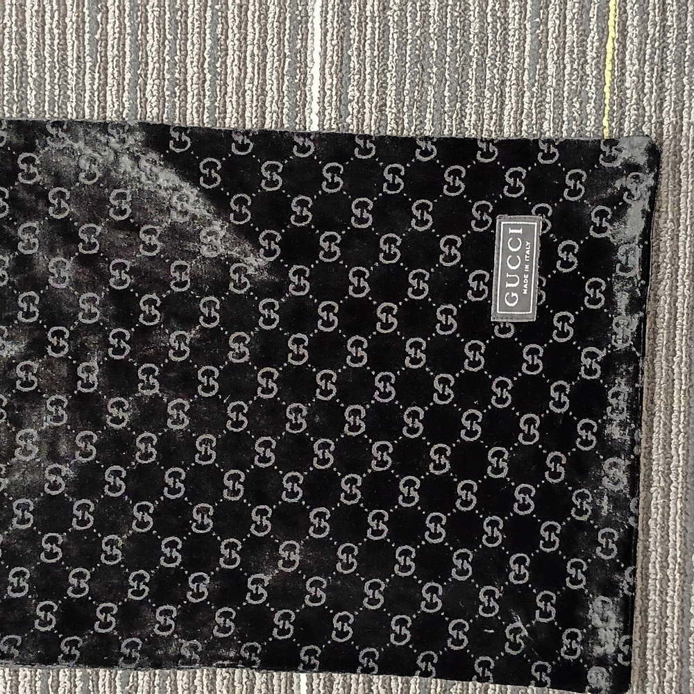Gucci Black Silk Scarf with Interlocking G Pattern